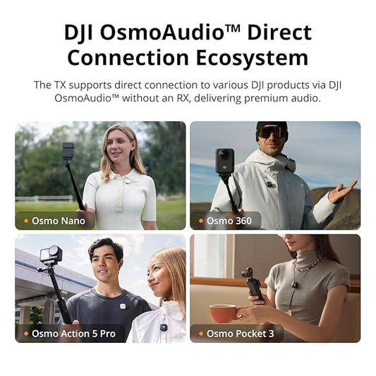 DJI MIC 2 (2 TX + 1 RX + Charging Case), All-in-One Wireless Microphones, Intelligent Noise Cancelling, 32-Bit Float Internal Recording, 250M (820 Ft.) Range, Microphone for iPhone, Android, Camera