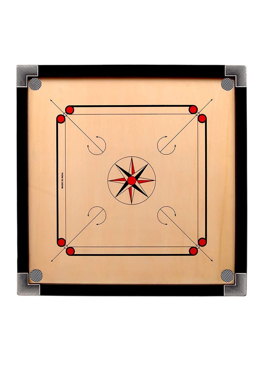 made in india Wooden Finish Inch Full 36 Size Carrom Board for Kids and Children, with Coins Striker, and Boric Powder, Brown, (Extra Big Size)