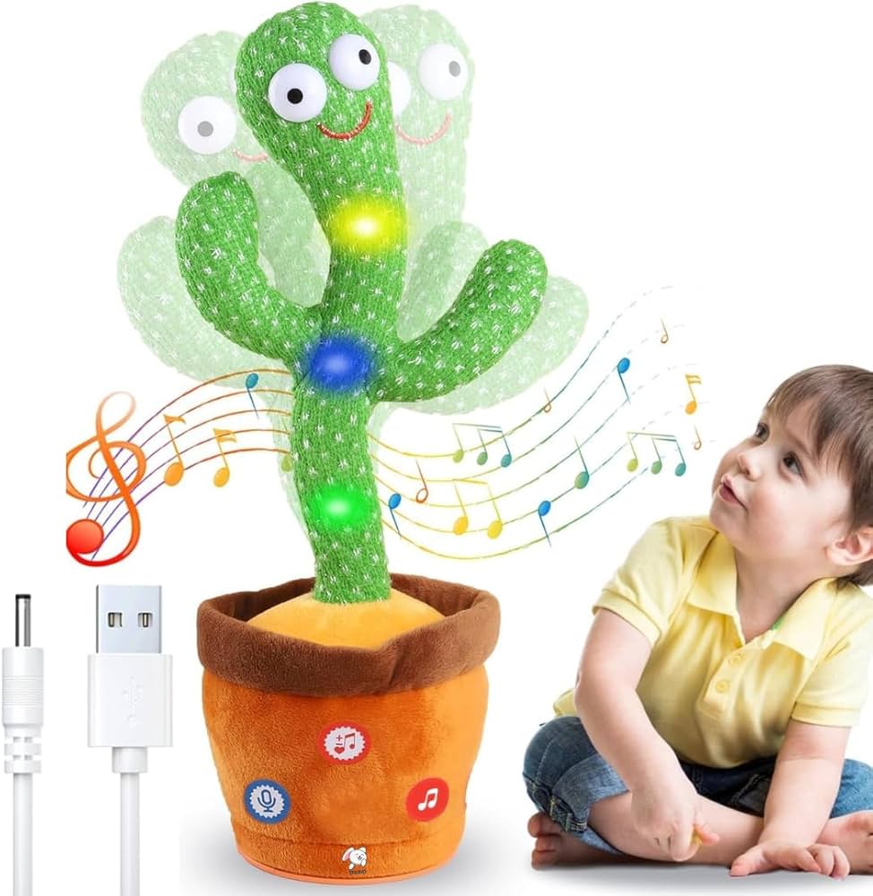 Rechargeable Toys Talking Cactus Baby Toys for Kids Dancing Cactus Toys Can Sing Wriggle & Singing Recording Repeat What You Say Funny Education Toys for Children Playing Home Decor for Kids
