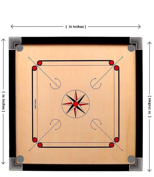 made in india Wooden Finish Inch Full 36 Size Carrom Board for Kids and Children, with Coins Striker, and Boric Powder, Brown, (Extra Big Size)