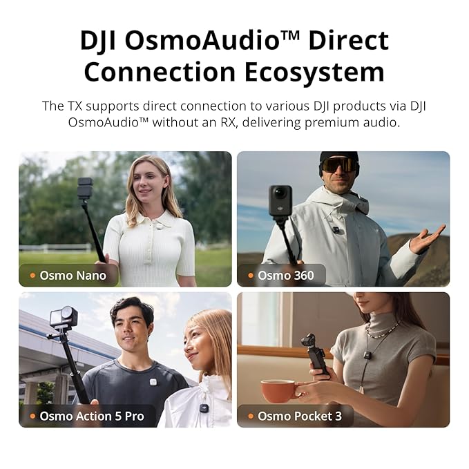 DJI MIC 2 (2 TX + 1 RX + Charging Case), All-in-One Wireless Microphones, Intelligent Noise Cancelling, 32-Bit Float Internal Recording, 250M (820 Ft.) Range, Microphone for iPhone, Android, Camera