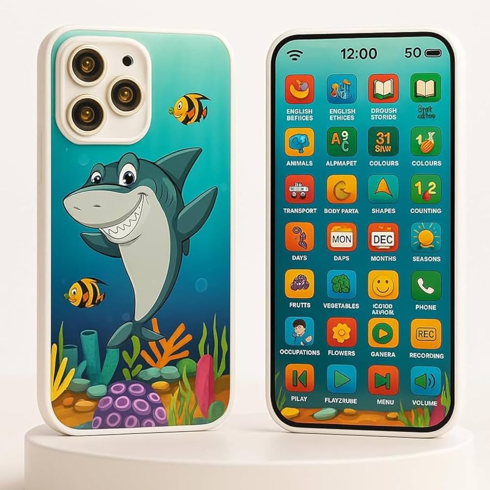 Educational Phone Toy for 2-12 Years Kids Rechargeable 24 Modes Talking Baby Smart Phone Mobile Toy for Boys Girls Christmas Gift Birthday Surprise (Hindi & English Version)