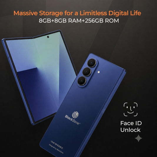 BLACKZONE GT FOLD 7 – 16GB RAM + 256GB ROM | 8.0" HD+ Display | Android 14 | 100MP Rear + 16MP Front Camera | 5000mAh Battery | Face ID Unlock | Dual SIM Smartphone