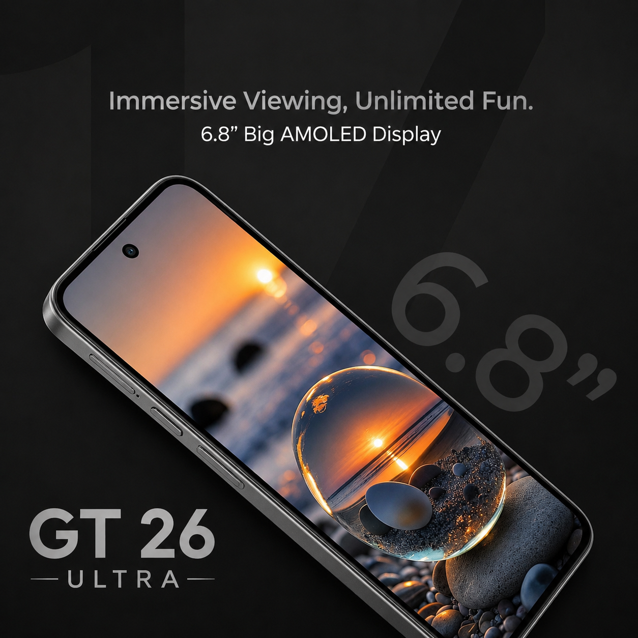 BLACKZONE GT 26 ULTRA – 16GB RAM + 256GB ROM | 6.6" HD+ Display | Android 14 | 200MP Rear + 16MP Front Camera | 5000mAh Battery | Face ID Unlock | Dual SIM Smartphone