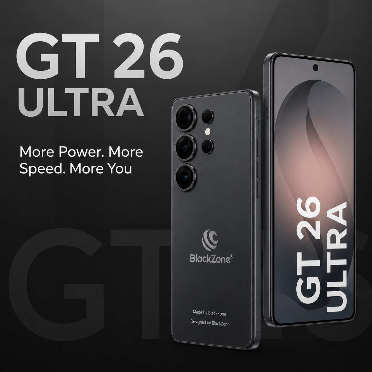 BLACKZONE GT 26 ULTRA – 16GB RAM + 256GB ROM | 6.6" HD+ Display | Android 14 | 200MP Rear + 16MP Front Camera | 5000mAh Battery | Face ID Unlock | Dual SIM Smartphone