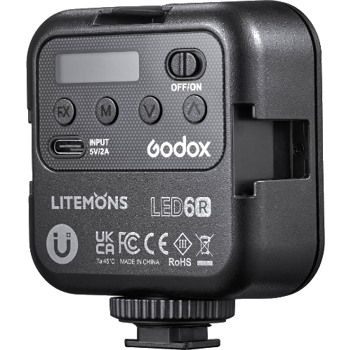 GODOX LITEMONS LED6R RGB LED Video Light, 1800mAh Rechargeable Video Light with 3200k-6500k Color Range CRI 95, 13 FX-Light Effects, HSI Mode, Magnet Design Youtuber Livestreaming Accessories