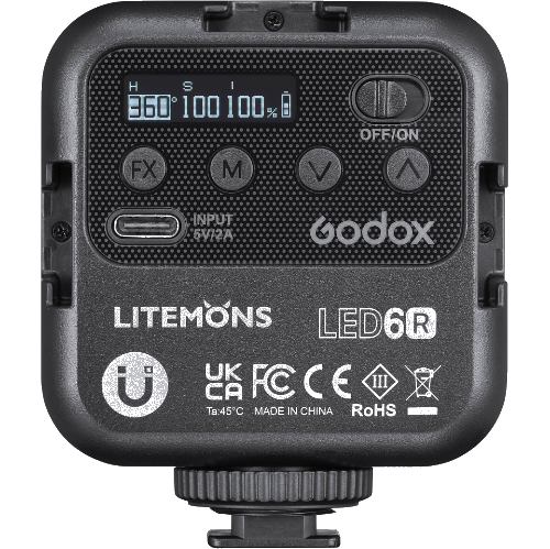 GODOX LITEMONS LED6R RGB LED Video Light, 1800mAh Rechargeable Video Light with 3200k-6500k Color Range CRI 95, 13 FX-Light Effects, HSI Mode, Magnet Design Youtuber Livestreaming Accessories